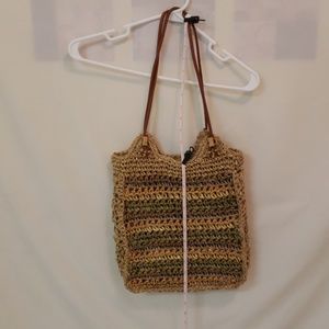 Cappelli woven straw neutral multi colors handbag